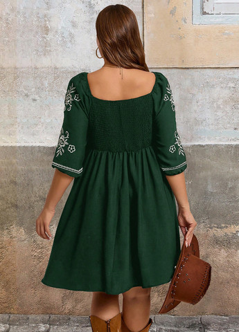 Темно-зелена кежуал сукня в стилі армпір SHEIN з квітковим принтом