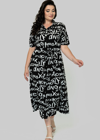 Черно-белое кэжуал платье а-силуэт A'll Posa с надписью