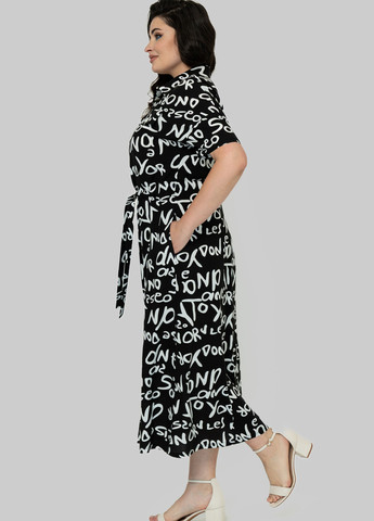 Черно-белое кэжуал платье а-силуэт A'll Posa с надписью
