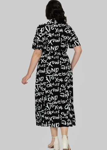 Черно-белое кэжуал платье а-силуэт A'll Posa с надписью