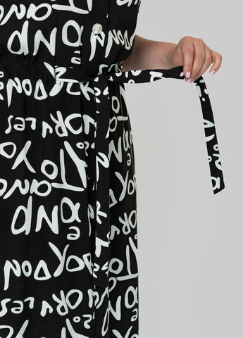 Черно-белое кэжуал платье а-силуэт A'll Posa с надписью