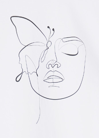 Свитшот женский, рукав реглан Butterfly KASTA design - Прямой крой рисунок белый кэжуал хлопок - (252864659)