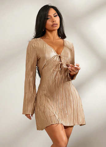 Бежева кежуал сукня плісована SHEIN однотонна