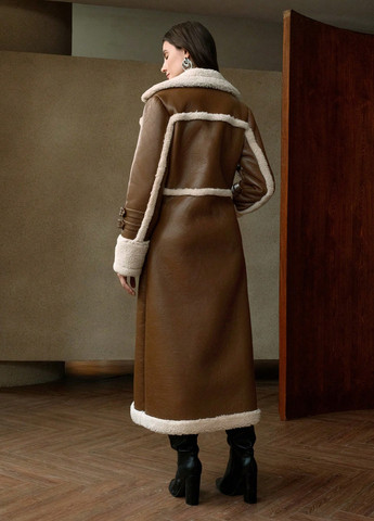 Коричневое зимнее Пальто однобортное SHEIN