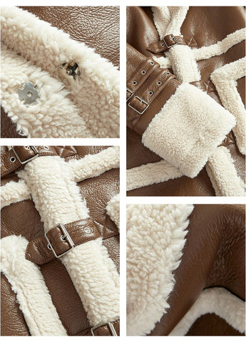 Коричневое зимнее Пальто однобортное SHEIN