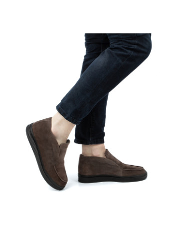 Коричневые зимние ботинки мужские зимние luki из натуральной замши, коричневые дезерты Oldcom