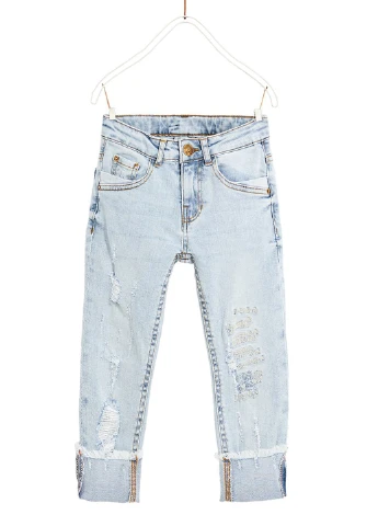 Голубые демисезонные зауженные джинсы Zara