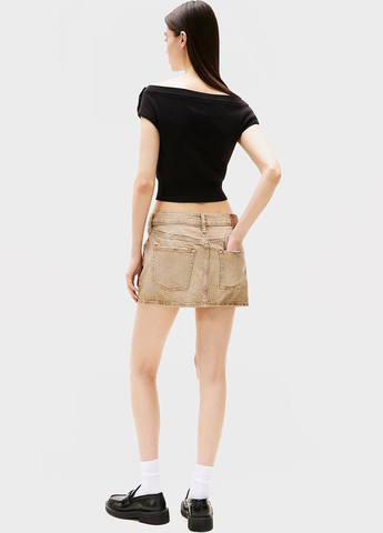 Бежевая джинсовая однотонная юбка Tommy Jeans