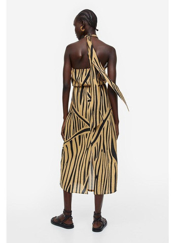 Комбинированное кэжуал платье с открытой спиной H&M с абстрактным узором