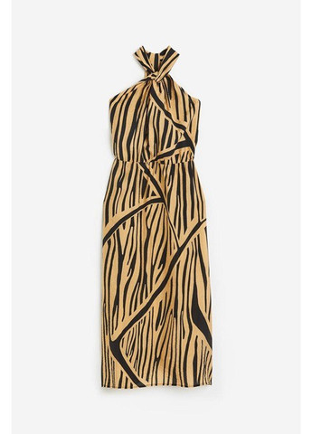 Комбинированное кэжуал платье с открытой спиной H&M с абстрактным узором