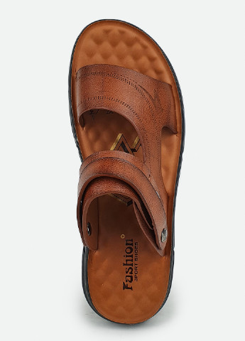 Кэжуал мужские кожаные сандалии-шлепанцы коричневые 44 Fashion