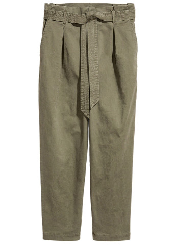 Оливково-зеленые кэжуал демисезонные брюки H&M