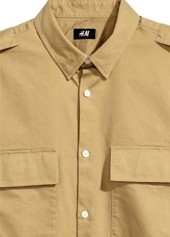Коричневая кэжуал рубашка однотонная H&M с коротким рукавом