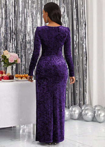 Фиолетовое вечернее платье в стиле ампир SHEIN однотонное