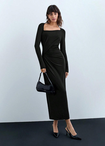 Чорна вечірня сукня SHEIN однотонна