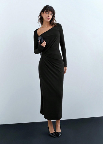 Чорна вечірня сукня SHEIN однотонна