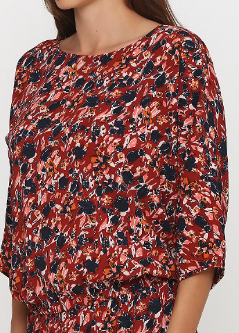 Бордовое кэжуал платье на подкладе No Brand с абстрактным узором