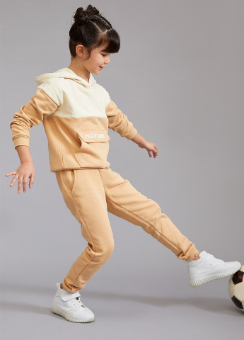 Комплект(свитшот, брюки) DeFacto брючный светло-бежевый спортивный трикотаж, хлопок