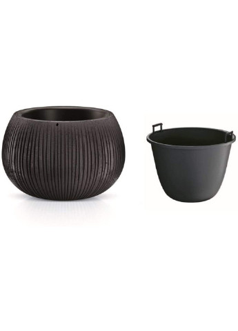 Горшок для цветов Beton Bowl Н-10 см вкладышем черный (65926-411) Prosperplast (218988461)