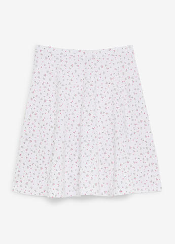 Белая кэжуал цветочной расцветки юбка Jennyfer клешированная