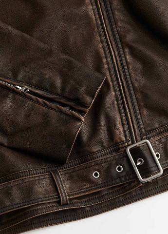 Темно-коричневая демисезонная куртка косуха H&M