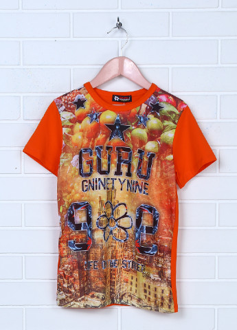 Оранжевая летняя футболка с коротким рукавом Guru