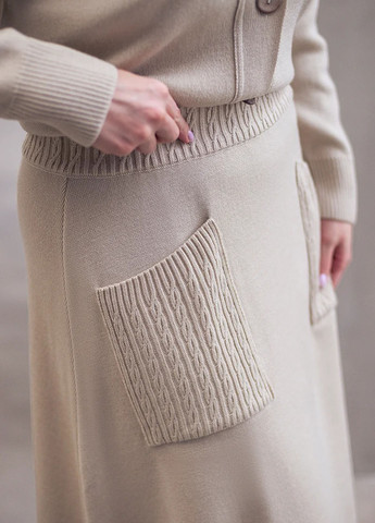 Светло-бежевая кэжуал однотонная юбка Fashion а-силуэта (трапеция)