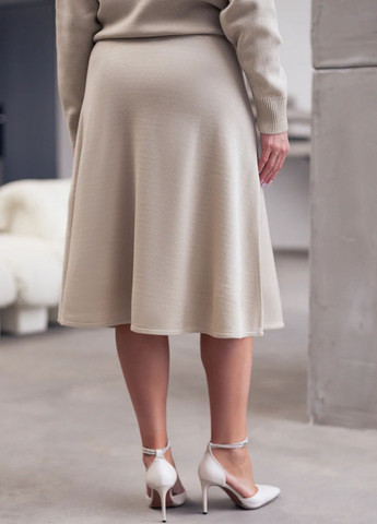 Светло-бежевая кэжуал однотонная юбка Fashion а-силуэта (трапеция)