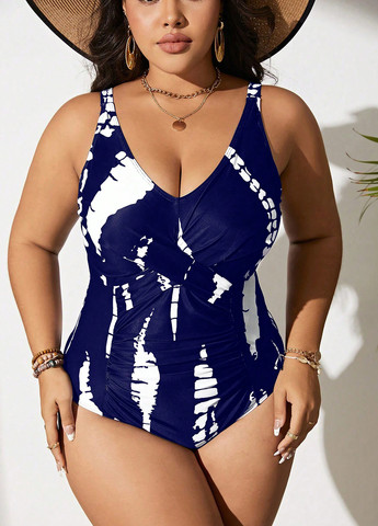 Синий демисезонный купальник слитный, майо SHEIN