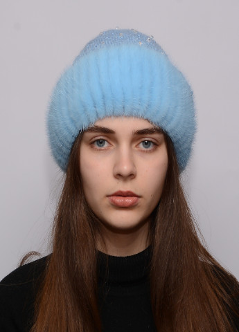 Жіноча зимова норкова шапка з бубоном Меховой Стиль ажур (199007413)