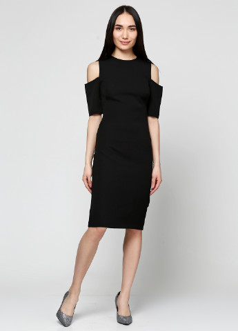Чорна кежуал плаття, сукня міді Zara однотонна
