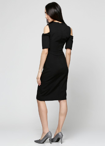 Черное кэжуал платье миди Zara однотонное