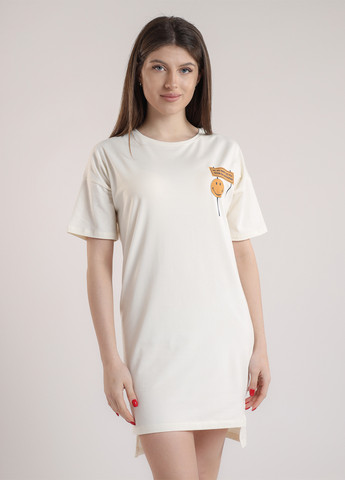 Бежевое кэжуал платье платье-футболка BBL с рисунком