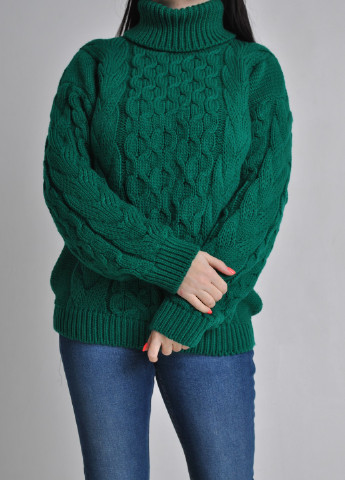 Зеленый зимний свитер с косами Berta Lucci