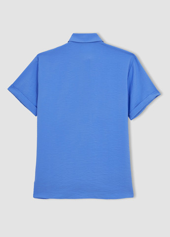 Синяя кэжуал рубашка однотонная DeFacto