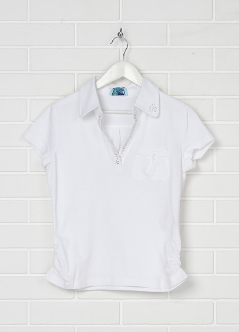 Белая детская футболка-поло для девочки Blumarine с надписью