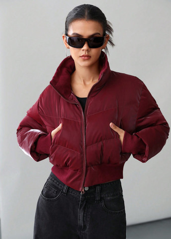 Темно-червона демісезонна куртка SHEIN