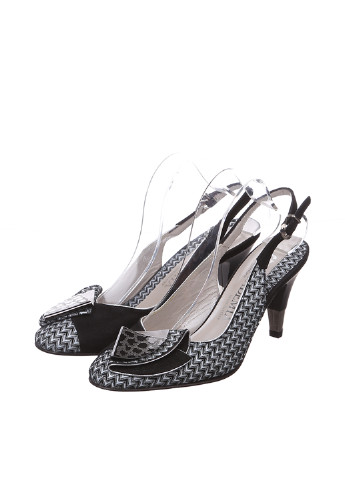 Черные женские кэжуал туфли с аппликацией на высоком каблуке - фото