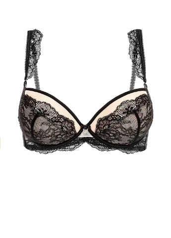 Чорний бюстгальтер жіночий push-up gracija-rim francesca 70c чорний/кава з молоком 75840 Gracija Rim з кісточками поліамід