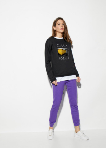 Чорний світшот жіночий /no flis/ YAPPI малюнок (251467730)