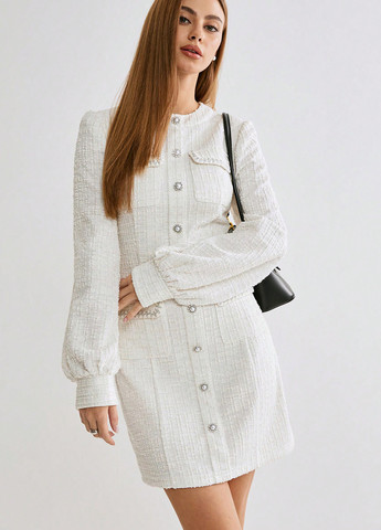 Білий кежуал сукня футляр SHEIN однотонна