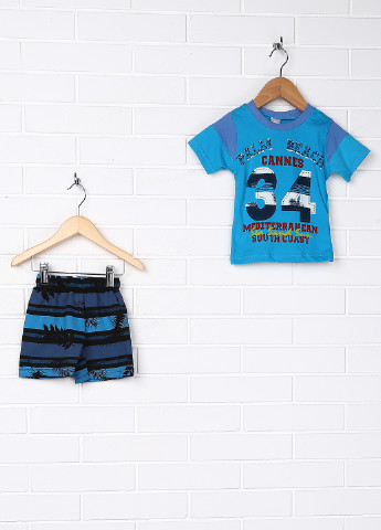 Синий летний комплект (футболка, шорты) Bebebix