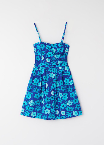 Синее кэжуал платье колокол Mohito с цветочным принтом