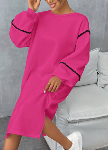 Рожева спортивна, кежуал сукня сукня-світшот SHEIN однотонна