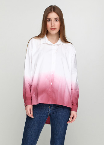 Белая кэжуал рубашка с градиентным узором Y.TWO Jeans