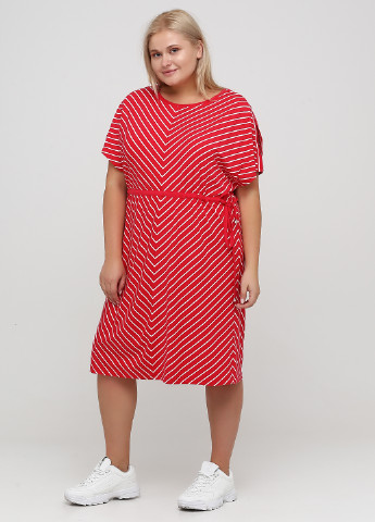 Красное кэжуал платье Sheego в полоску