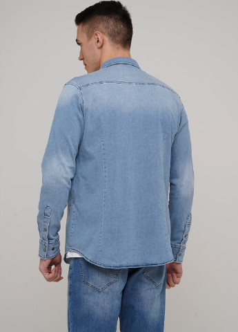 Светло-синяя джинсовая рубашка однотонная Trend Collection