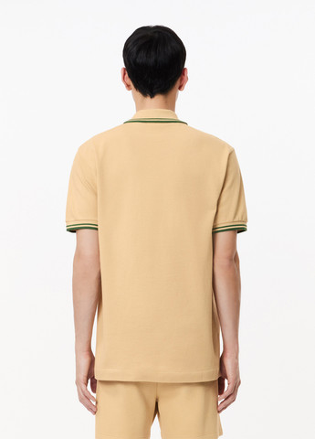 Бежевая футболка-поло для мужчин Lacoste однотонная