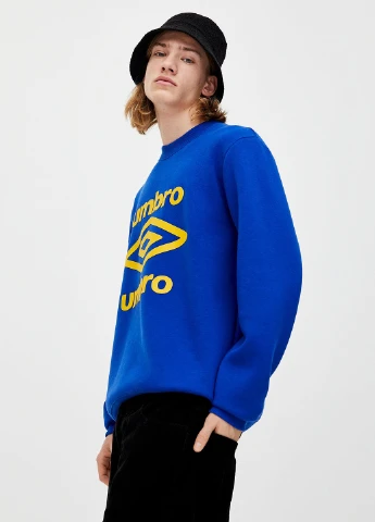 Синій світшоти Pull & Bear напис без декору (247320283)