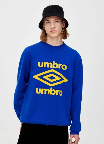 Синій світшоти Pull & Bear напис без декору (247320283)